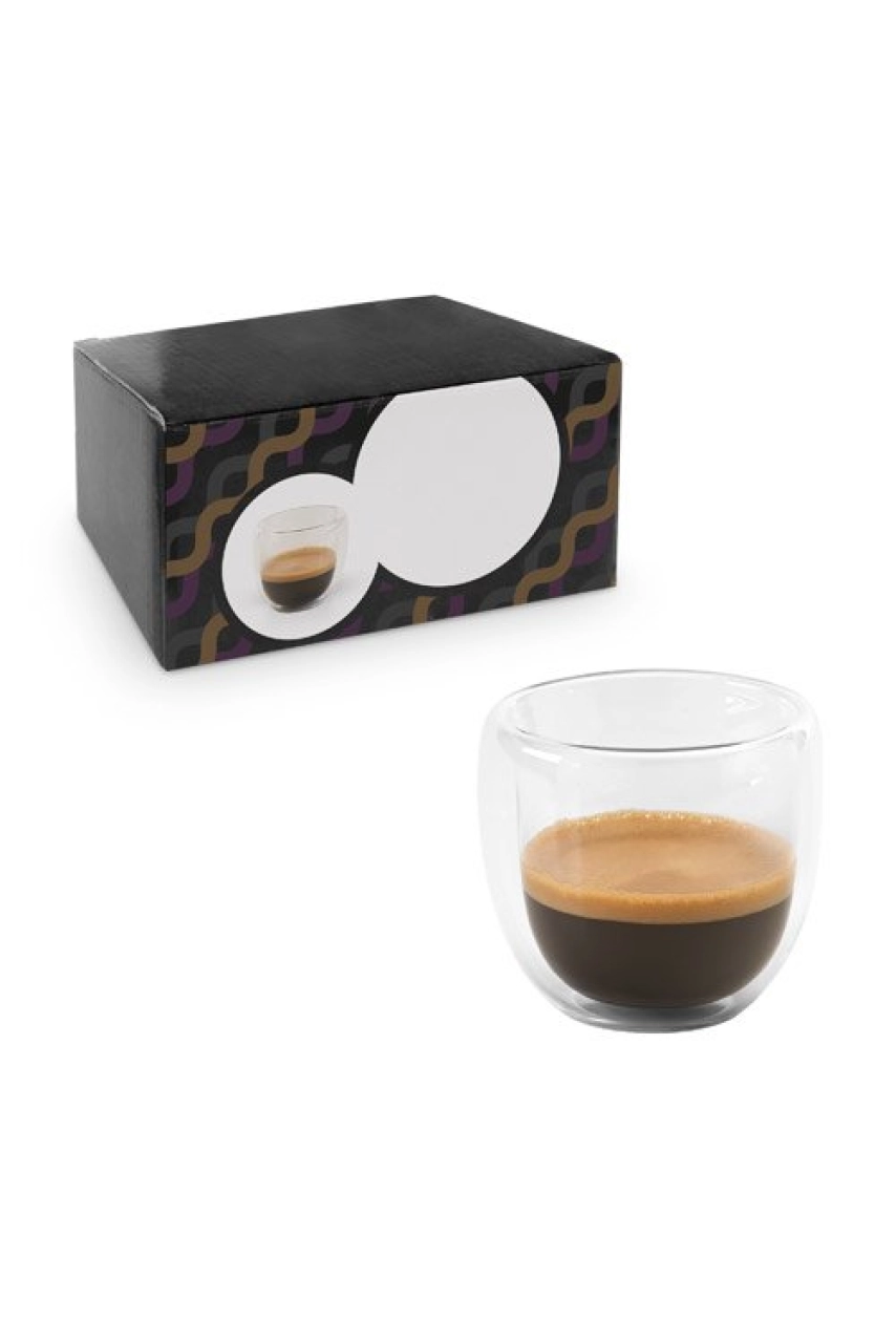 EXPRESSO SET À CAFÉ EN VERRE ISOTHERME AVEC 2 VERRES