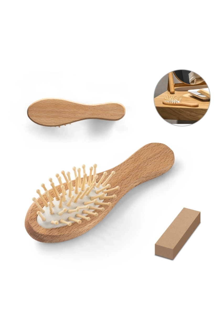 DERN BROSSE À CHEVEUX EN BOIS AVEC DENTS EN BAMBOU