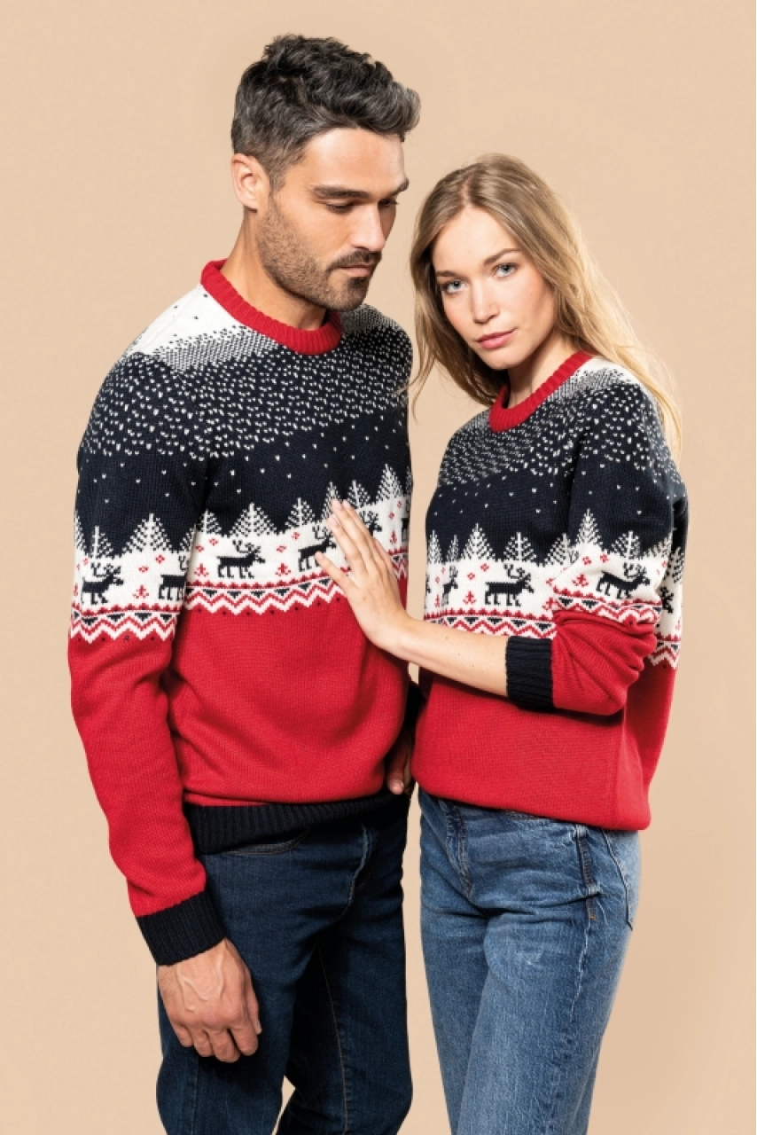 Pullover col rond de Noël unisexe