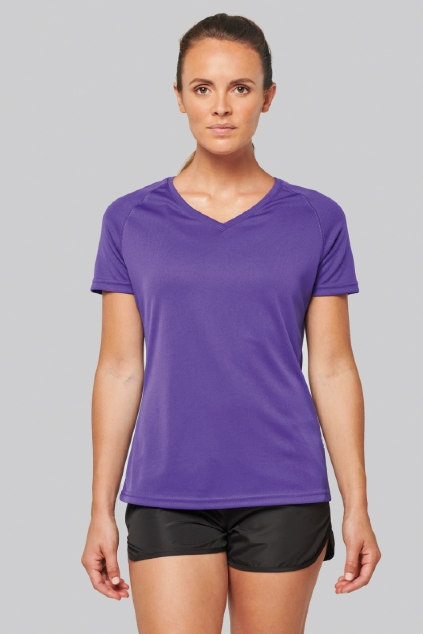 T-shirt de sport manches courtes col v femme